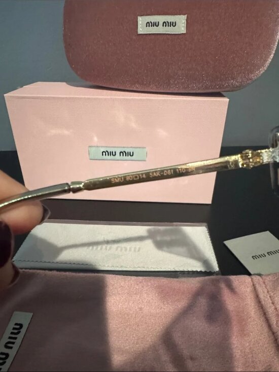 Miu Miu Pink Rimless Sunglasses with Gold Accents main image 6